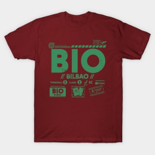 Vintage Bilbao BIO Airport Code Travel Day Retro Travel Tag Spain Basque T-Shirt